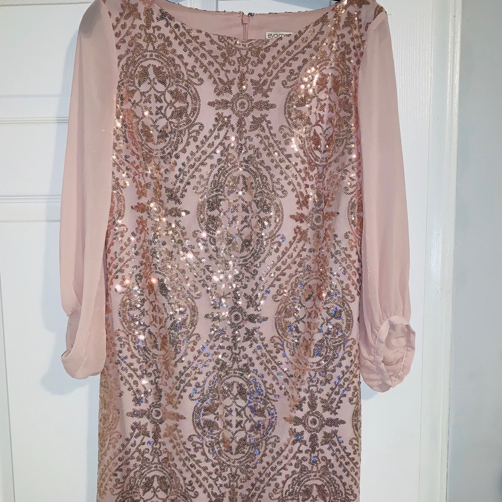 Pink sequin dress.